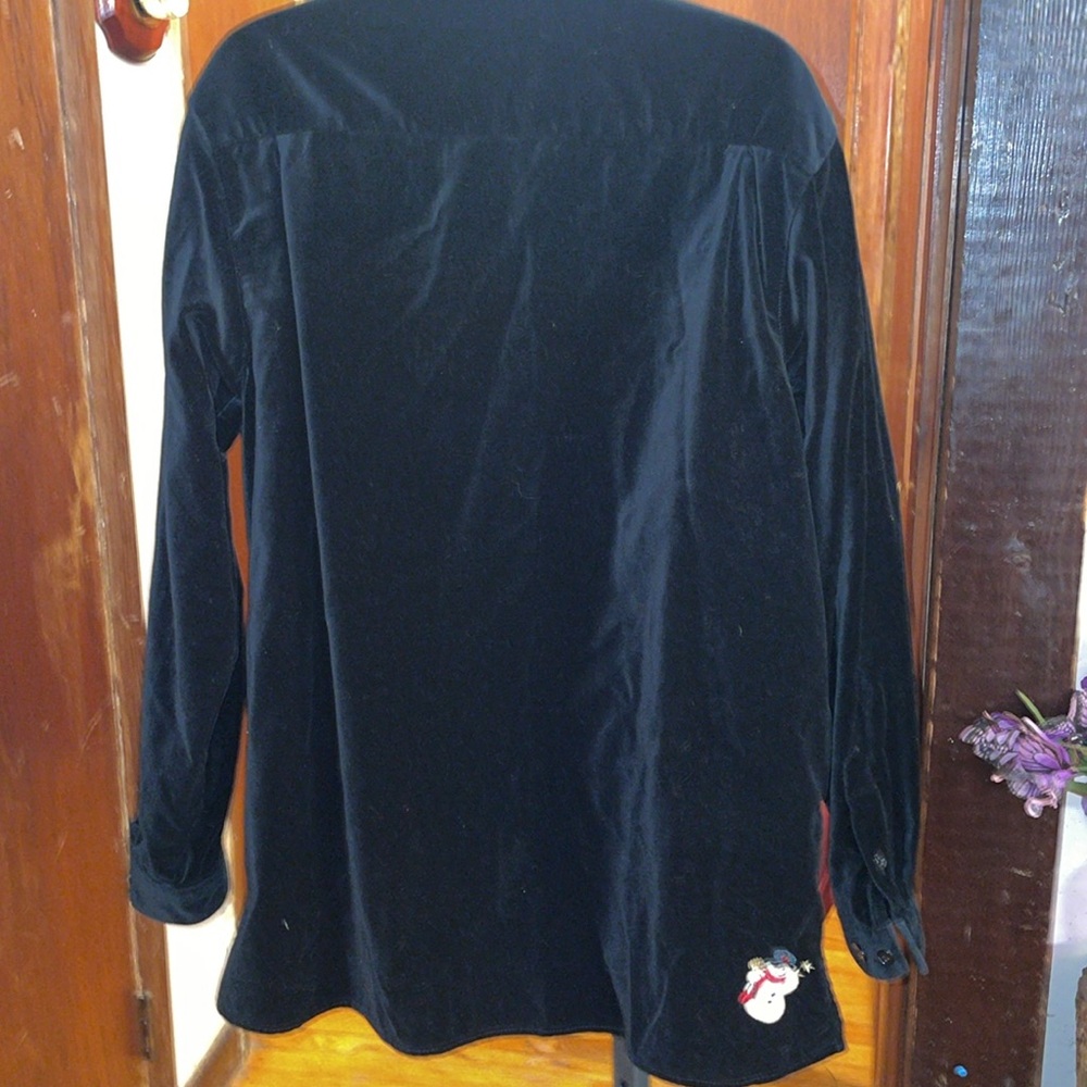 Quacker Factory Velvet Snowman Button Up - image 3